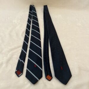 Lot Of 2 Vintage YSL Yves Saint Laurent Men's Neck Tie Striped Circa 1970s-1980s